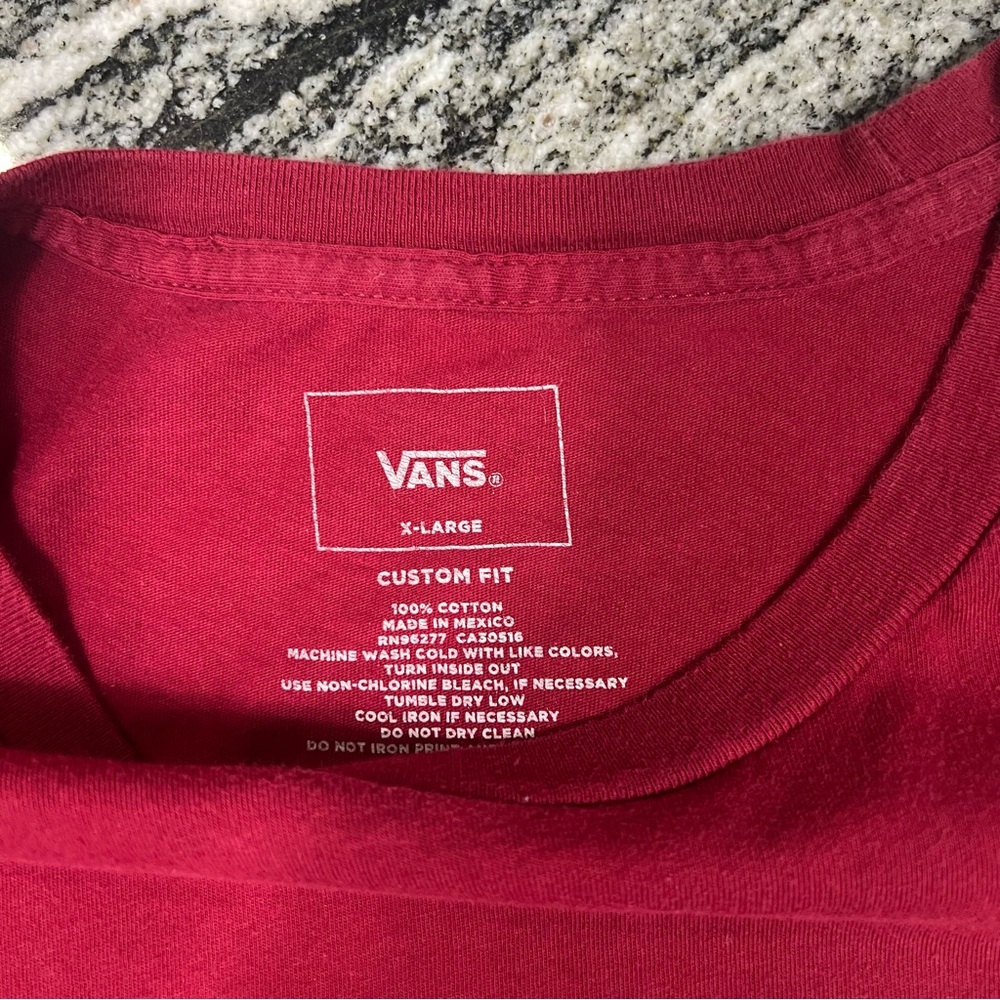 Vans Custom Fit Tee Red Skater Short Sleeve Crewneck T-Shirt Mens XL - Picture 7 of 7